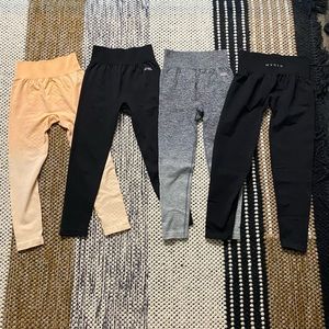 3 pairs aybl 3/4 length leggings and one pair nvgtn leggings